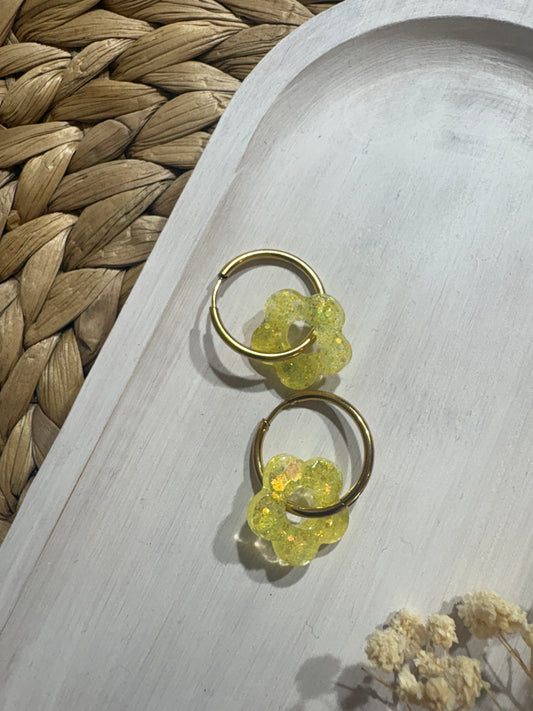 Pampilles Fleur - Jaune Paillettes