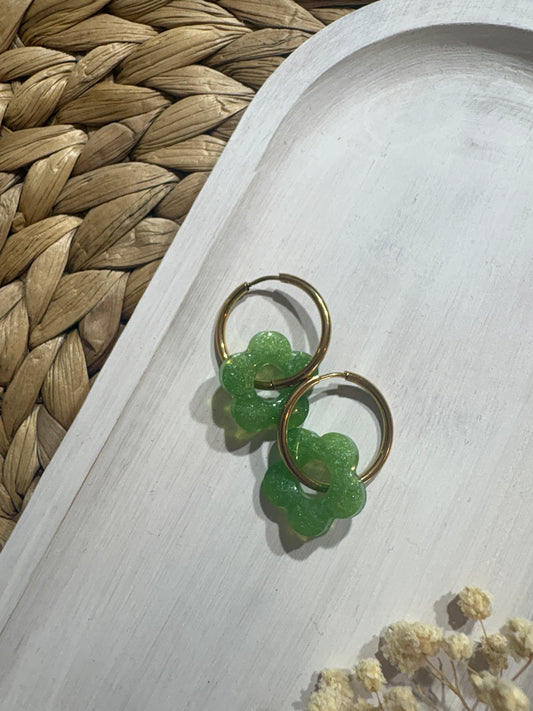 Pampilles Fleur - Vert Paillettes