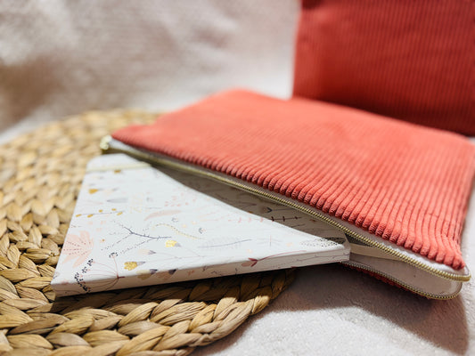 Pochette d’ordinateur en velours côtelé 13'' - Corail