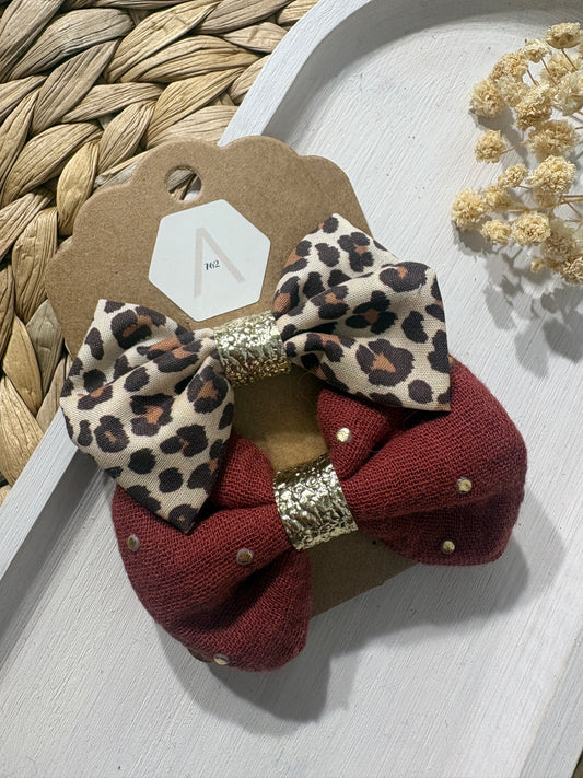 Barrettes Nœuds - Léopard & Terracotta doré