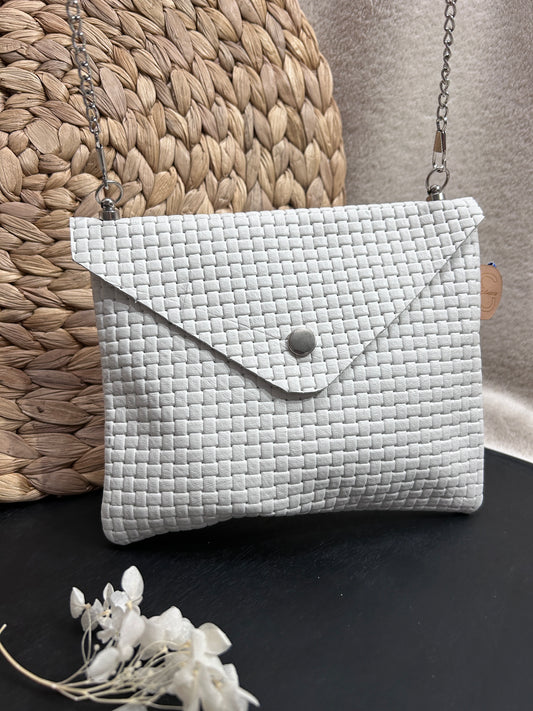 Sac cuir blanc texturé